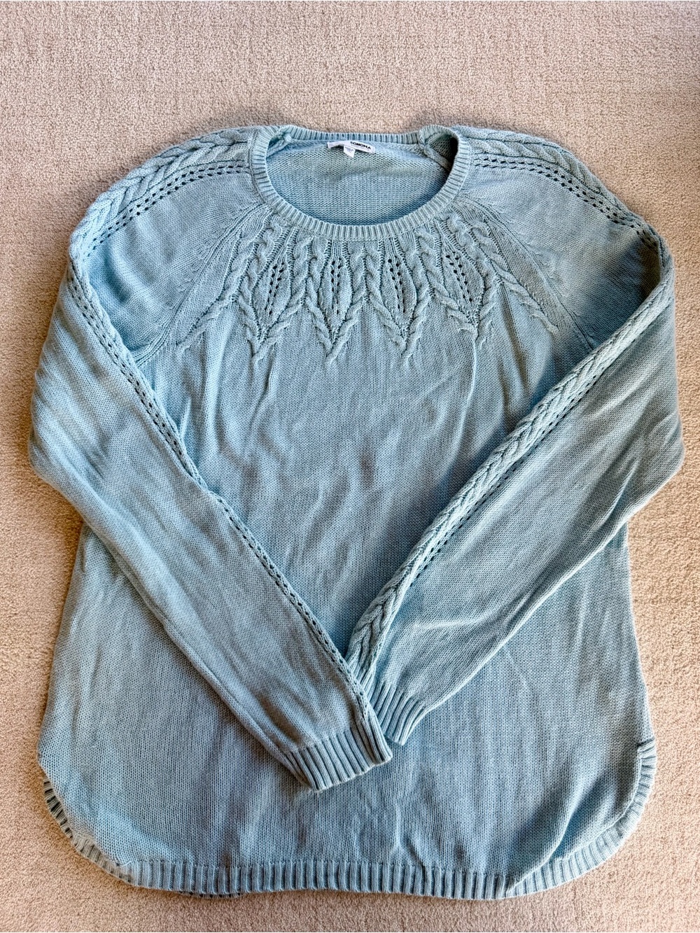 Sonoma Light Blue Cable & Lace Yoke Sweater